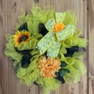 Yellow and black bee style door wreath
