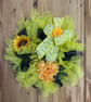 Yellow and black bee style door wreath