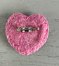 Hand Embroidered Pink Heart Brooch  - Image 3