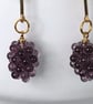 GRAPE EARRINGS Czech glass resin gold plated drop bar kitsch - Image 6