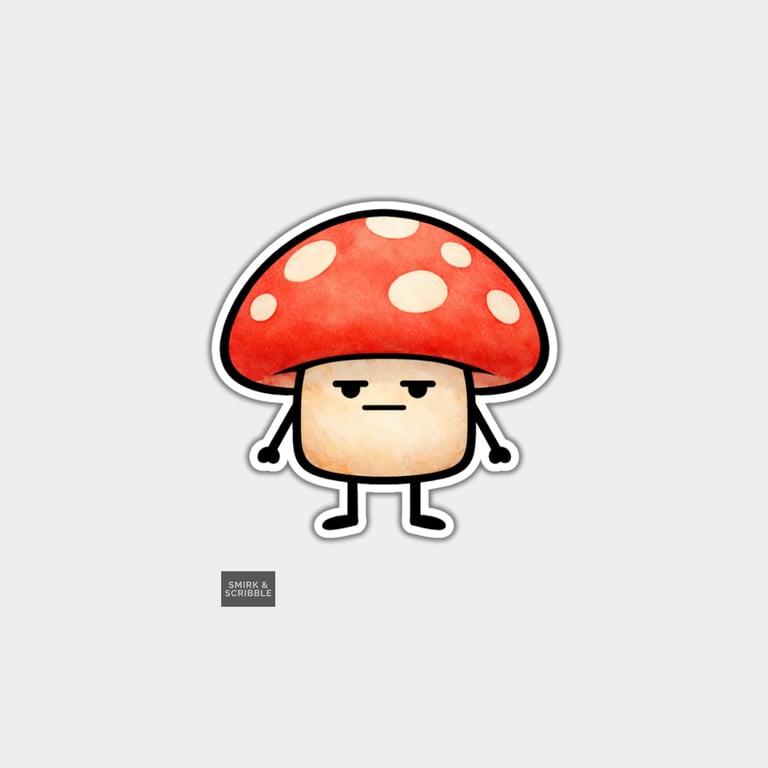 Funny Snarky Vinyl Sticker For Adults - Grumpy Mushroom