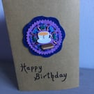 Hand Embroidered Friend Birthday Card