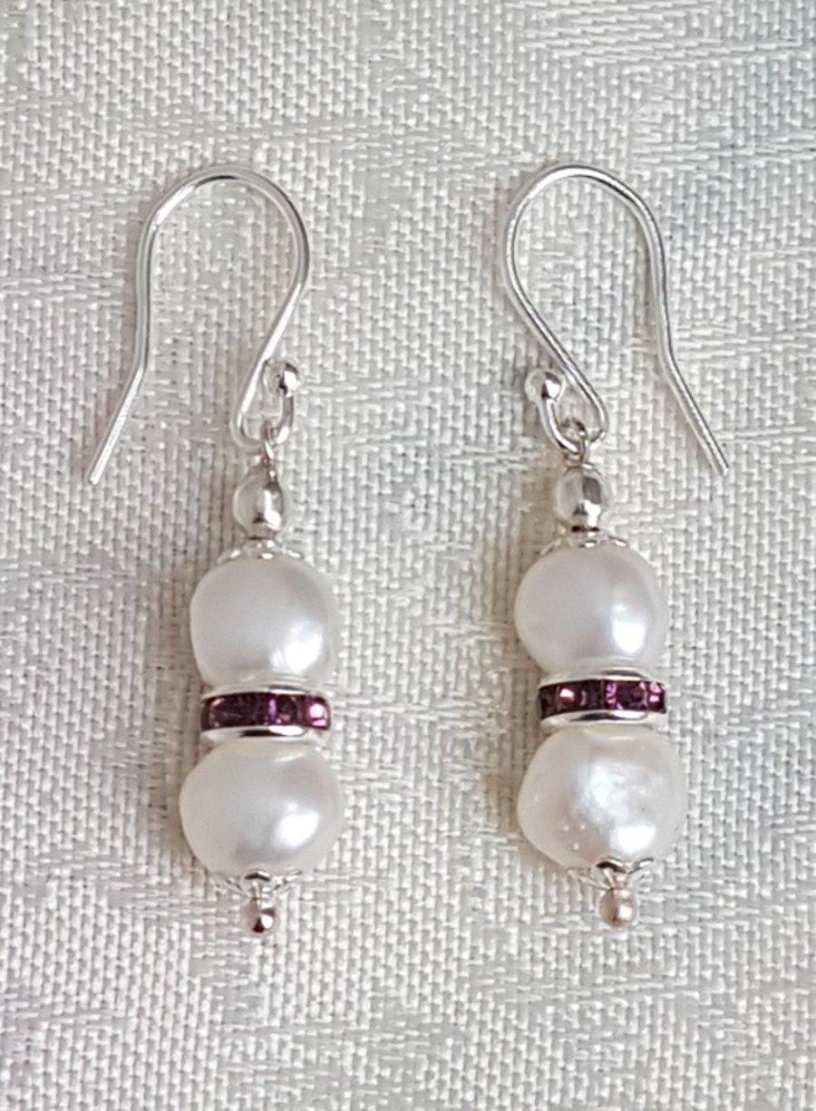 SALE - Gorgeous White Freshwater Pearl Earrings - Sterling Silver Ear Wires.