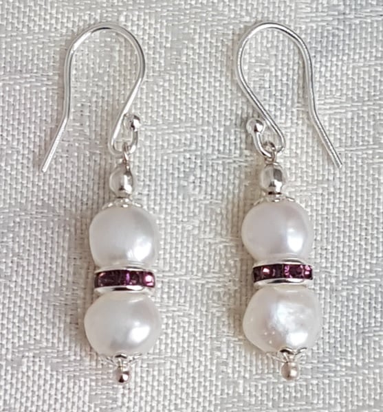 SALE - Gorgeous White Freshwater Pearl Earrings - Sterling Silver Ear Wires.