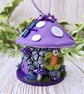 Purple Mushroom Fairy House - Hanging or Free Standing - Image 6