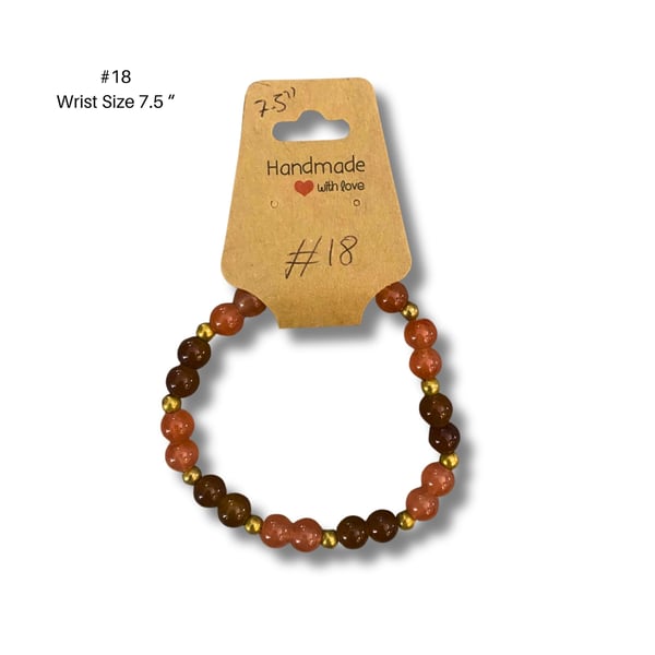Bracelet 18 – Handmade Brown Gemstone-Style Bracelet 7.5” 