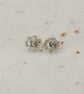 sterling silver flower & crystal earrings - two in one stud earrings - Image 3