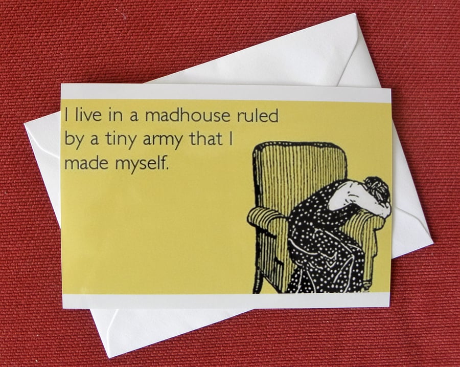 I Live in A Madhouse Blank Greeting Card