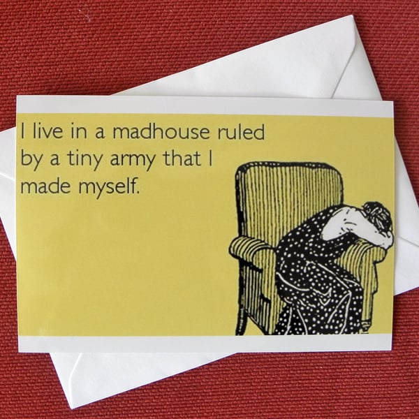 I Live in A Madhouse Blank Greeting Card