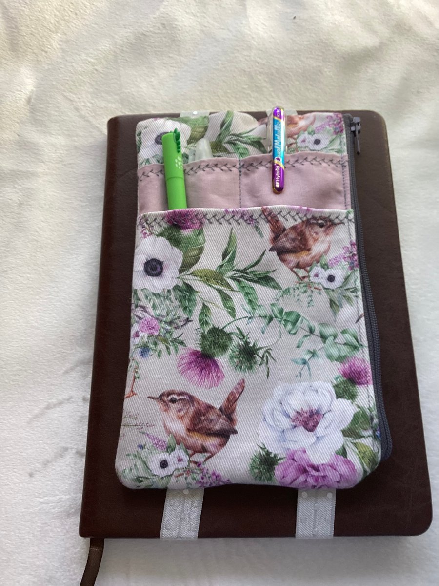 Notebook Pen Holder Pouch, floral cotton pouch