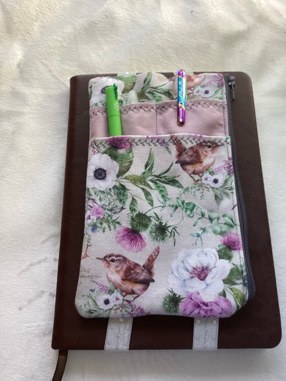 Notebook Pen Holder Pouch, floral cotton pouch