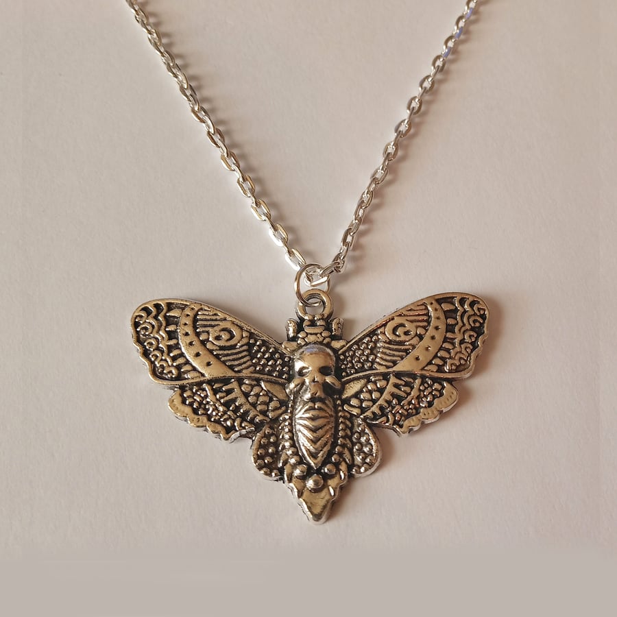Large Moth Gothic Long Necklace