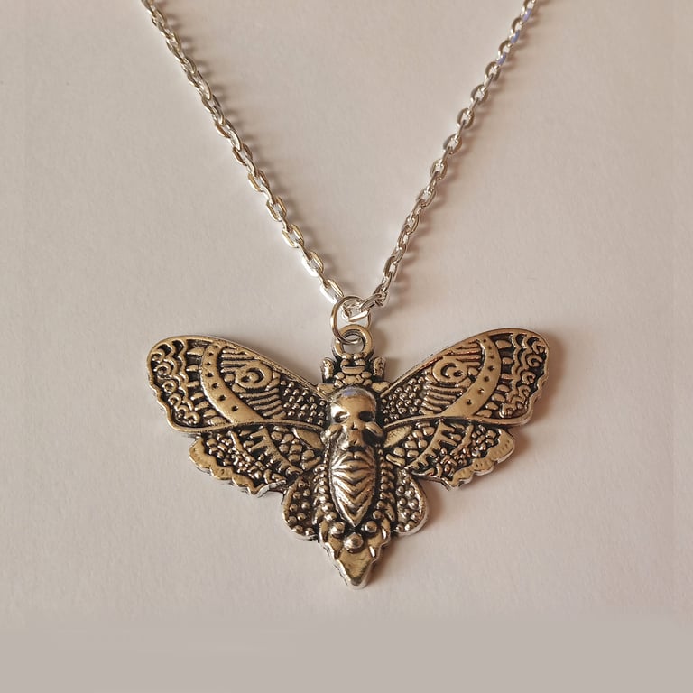 Large Moth Gothic Long Necklace