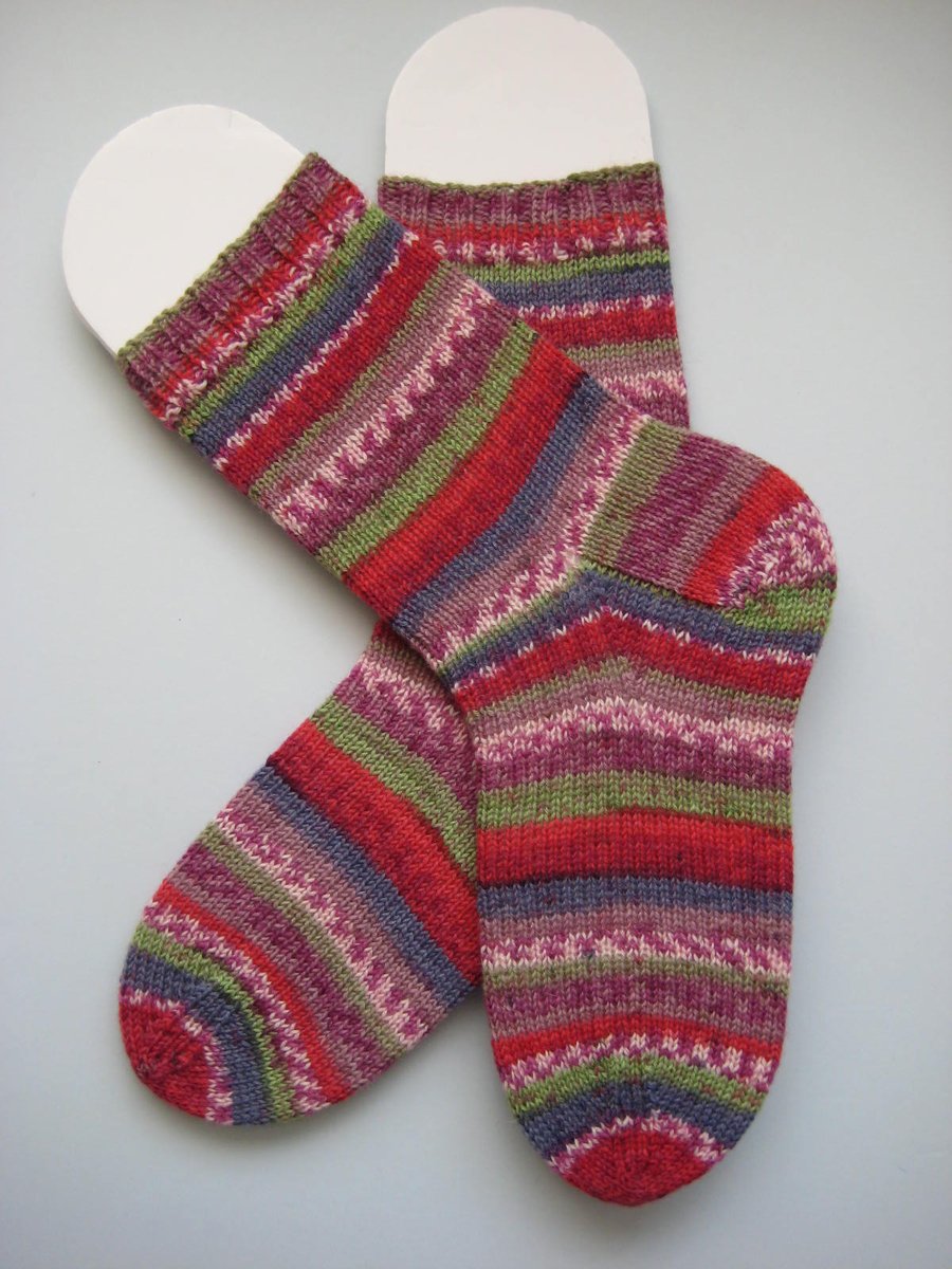 hand knit womens wool socks UK 6-8