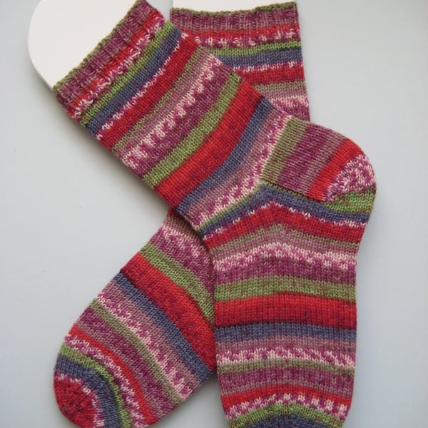 hand knit womens wool socks UK 6-8