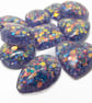 10 Lilac Resin Handmade Cabochons with Gold Holographic Glitter - Image 8