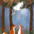 The Harvest Moon - Giclee Fox Under The Moonlight Print