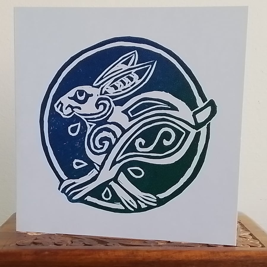 White Hare - 5 hand-printed linocut cards