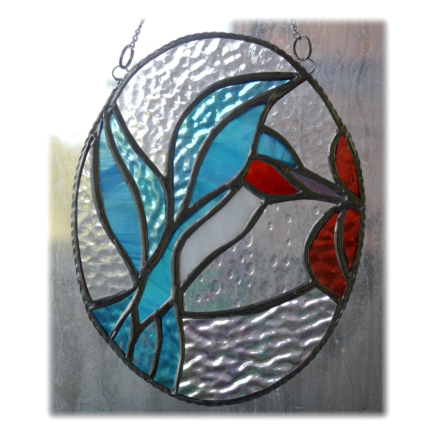 Kingfisher Picture Stained Glass Suncatcher Bird Hummingbird 014