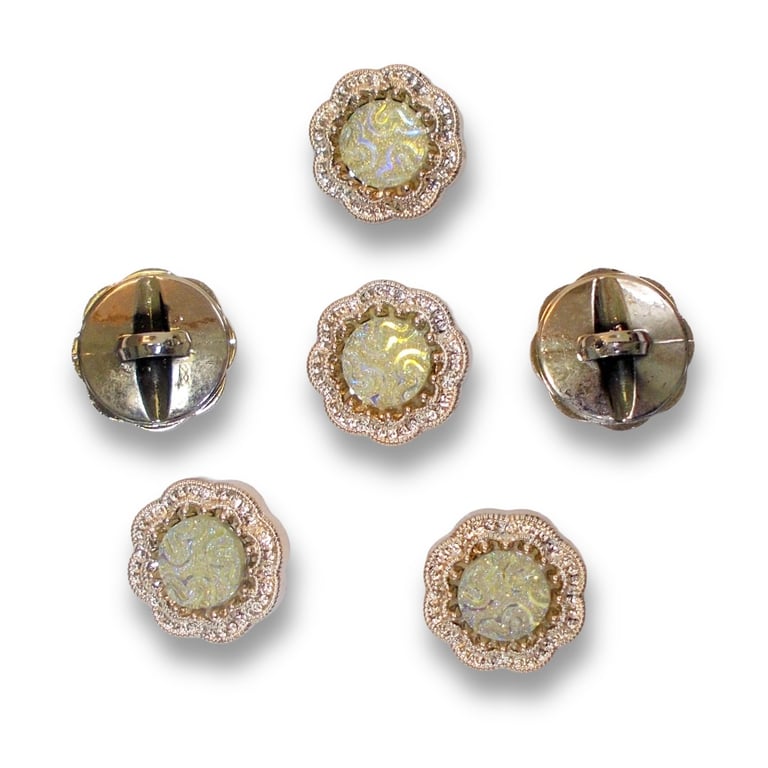 Fancy faux metal sparkly shank buttons 22mm approximately. Pack of 6
