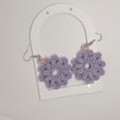 Handmade Crocheted lilac floral earrings for girls and women