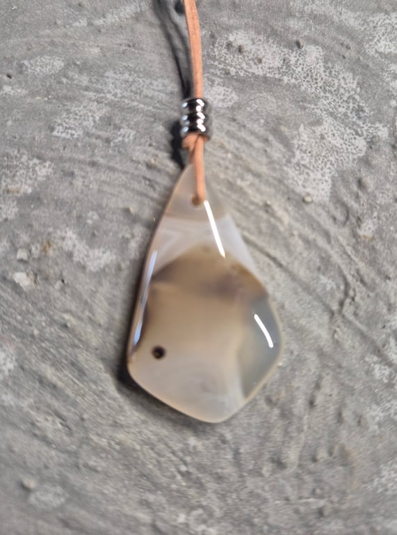 Natural Scenic Dendritic Agate Inverted Triangle Pendant