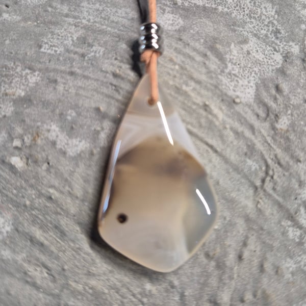 Natural Scenic Dendritic Agate Inverted Triangle Pendant