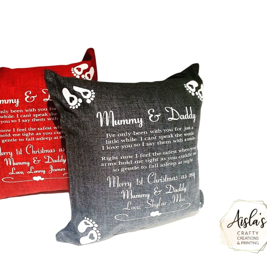 Personalised Cushion For Mummy and Daddy 