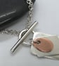 Silver Chain Bracelet with Copper Charm - Image 2