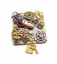 Handmade Fridge Magnet in Steampunk Style with Keys, Locks and Cogs