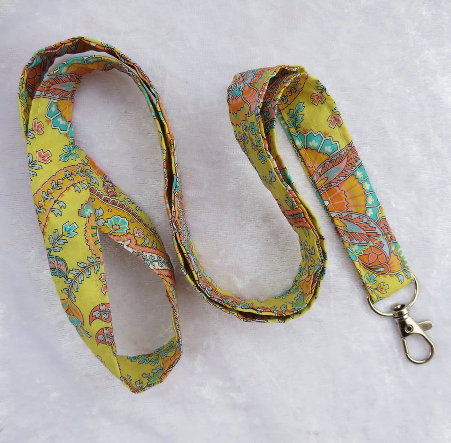Liberty Tana Lawn lanyard, with swivel lobster clip, ID holder, paisley
