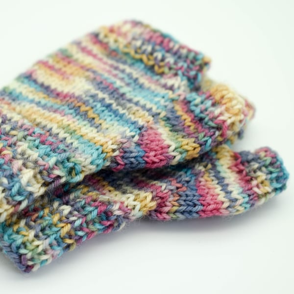 SOLD Hand Knitted fingerless mittens toddler multicolour
