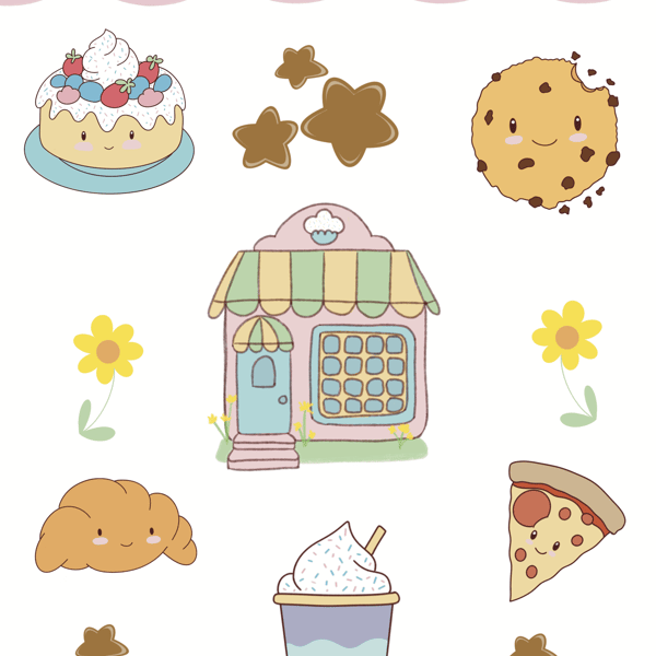 sticker sheet the little bunny bakery