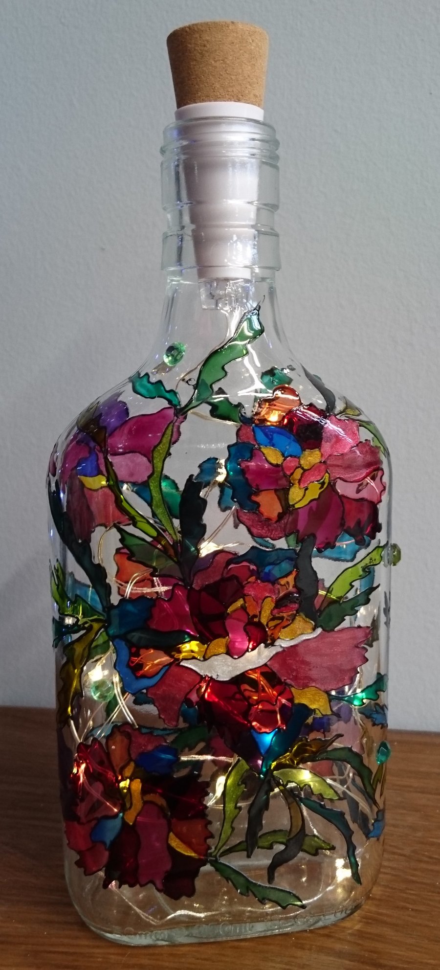 Camellias - Handpainted Bottle Light