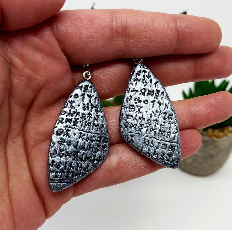 Old Norse Viking rune textured triangle earring... - Folksy