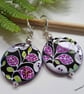 Mother of Pearl Printed  Silver Plated Earrings