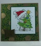 Handmade Christmas card - cute bear with Christmas tree - Image 4
