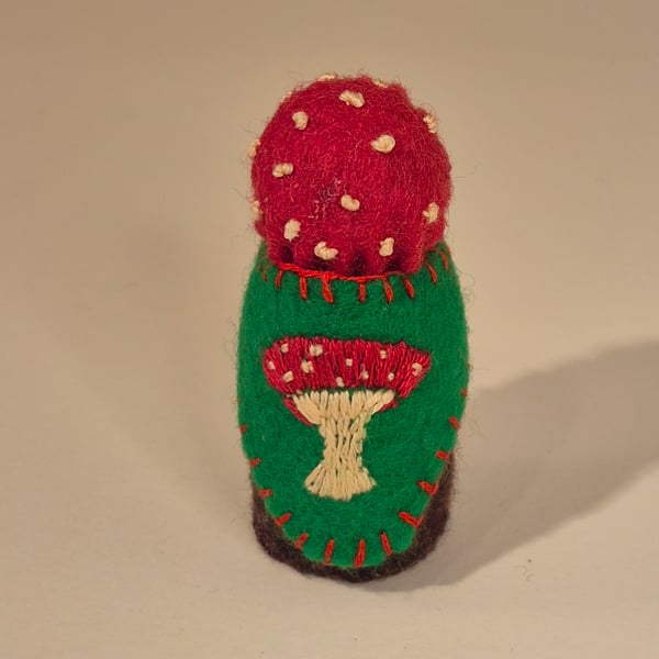 Medium mushroom autumnal wood and wool felt gnome 