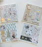 Handmade Festive Christmas Cards in Pastel Shades. Set of 4 Square Cards