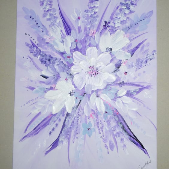 original floral art acrylic purple painting ( ref FA 395 F1 )