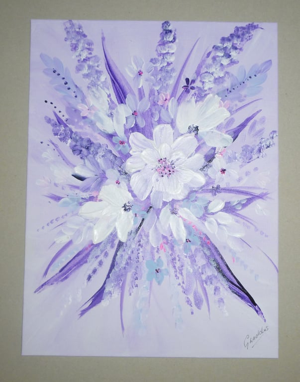 original floral art acrylic purple painting ( ref FA 395 F1 )