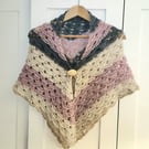 Wool and alpaca handmade crochet shawl wrap scarf
