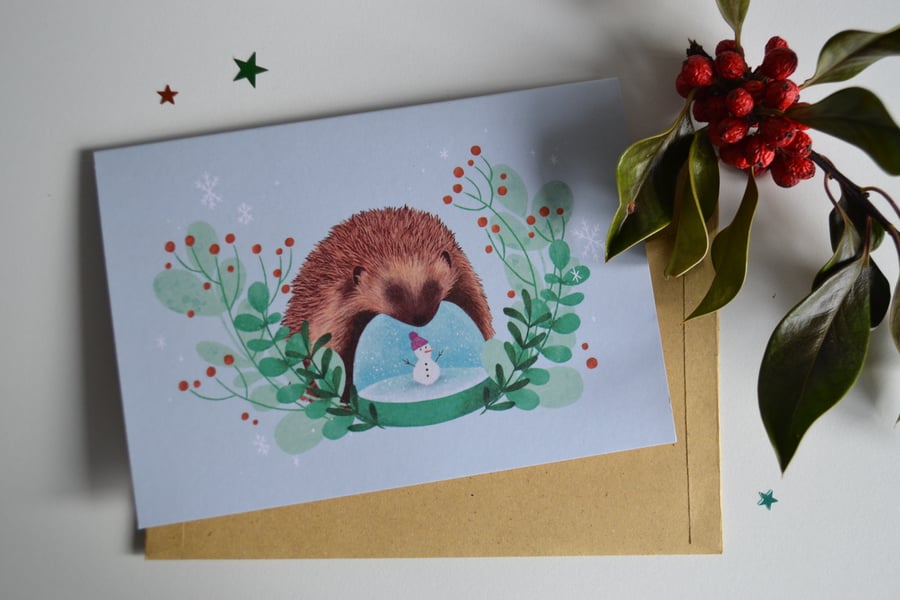 Hettie the Hedgehog Christmas Card - Recycled and Eco Friendly Greetings Card