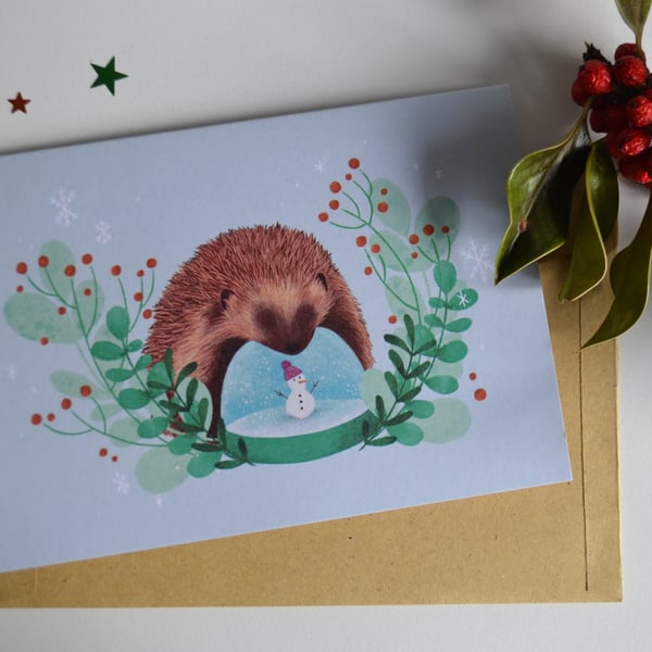 Hettie the Hedgehog Christmas Card - Recycled and Eco Friendly Greetings Card