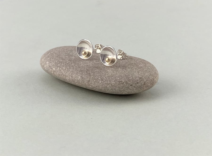 Mini Sterling Silver and 9ct Gold Stud Earrings