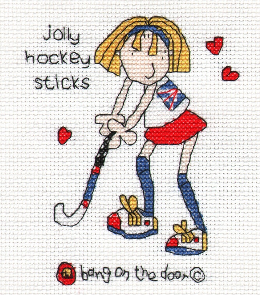 Bang on the door - mini jolly hockey sticks cross stitch chart