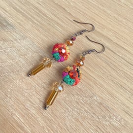 Sparkly Liberty Lawn Crystal and Glass Dangle Earrings