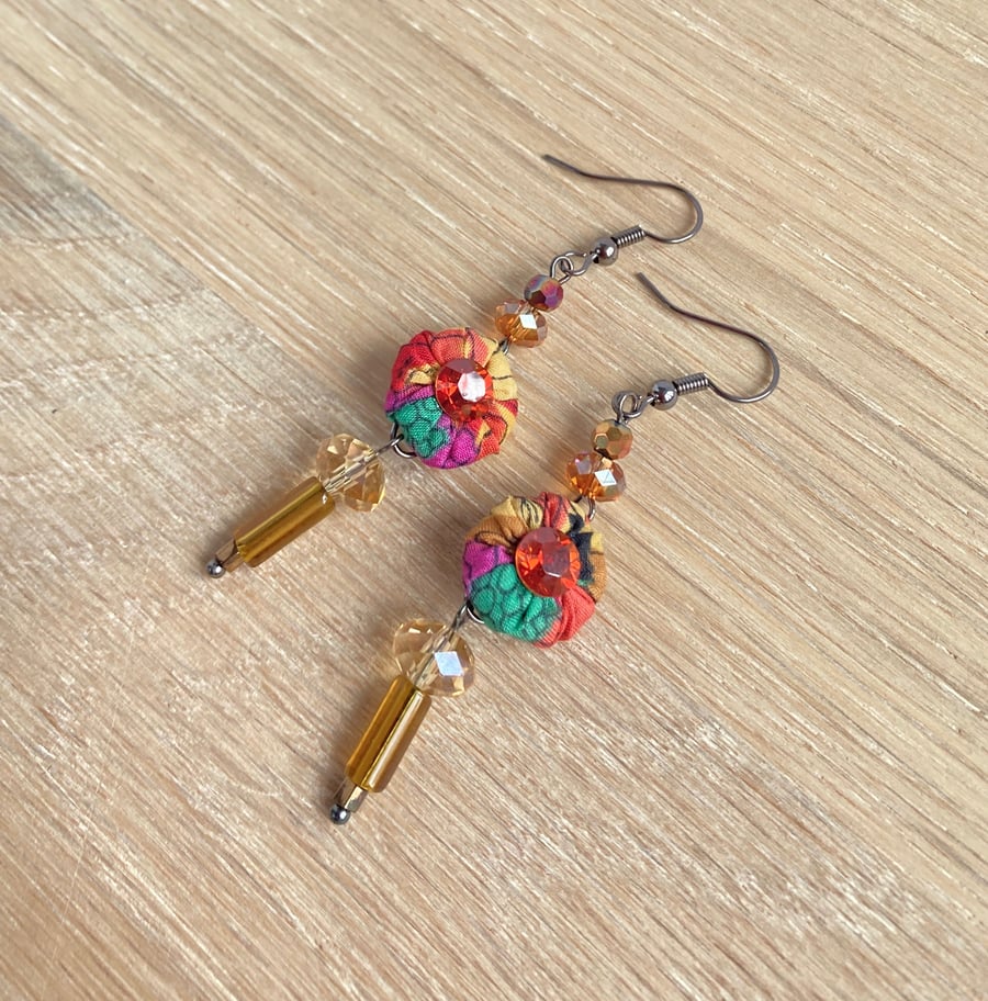Sparkly Liberty Lawn Crystal and Glass Dangle Earrings