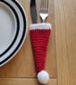 Mini Christmas Hat Cutlery Holder, Christmas Tableware, Christmas Cutlery Pouch, - Image 2