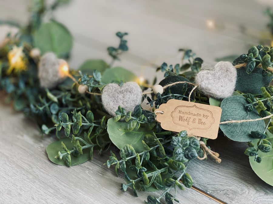 Needle Felt Heart Garland 